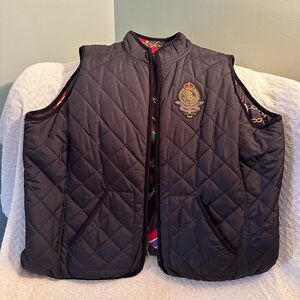 Vintage Lauren Ralph Lauren Black Reversible Quilted Vest Plus Size 3X